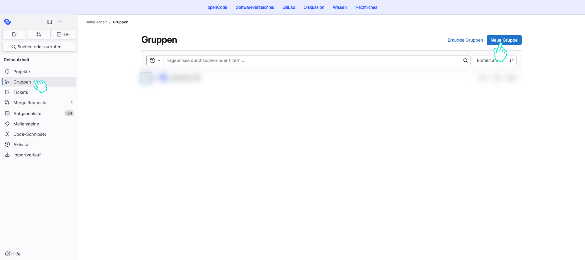 Seite zur Verwaltung der Gruppen öffnen