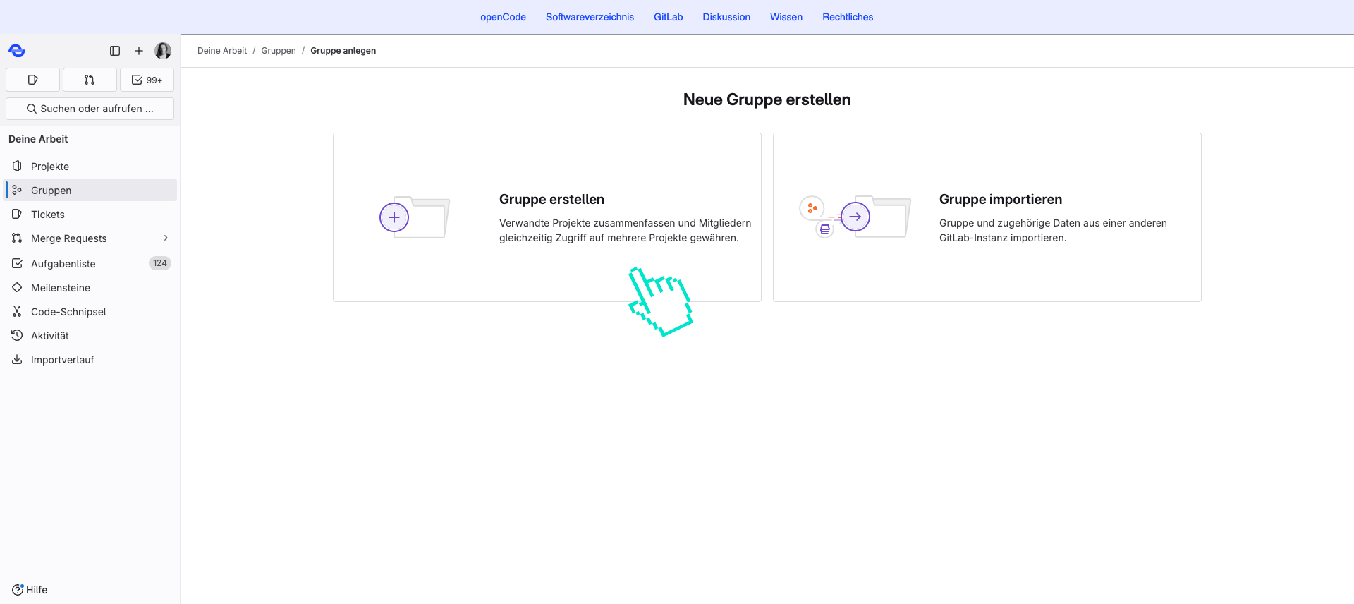 Drücken auf **Gruppe erstellen**