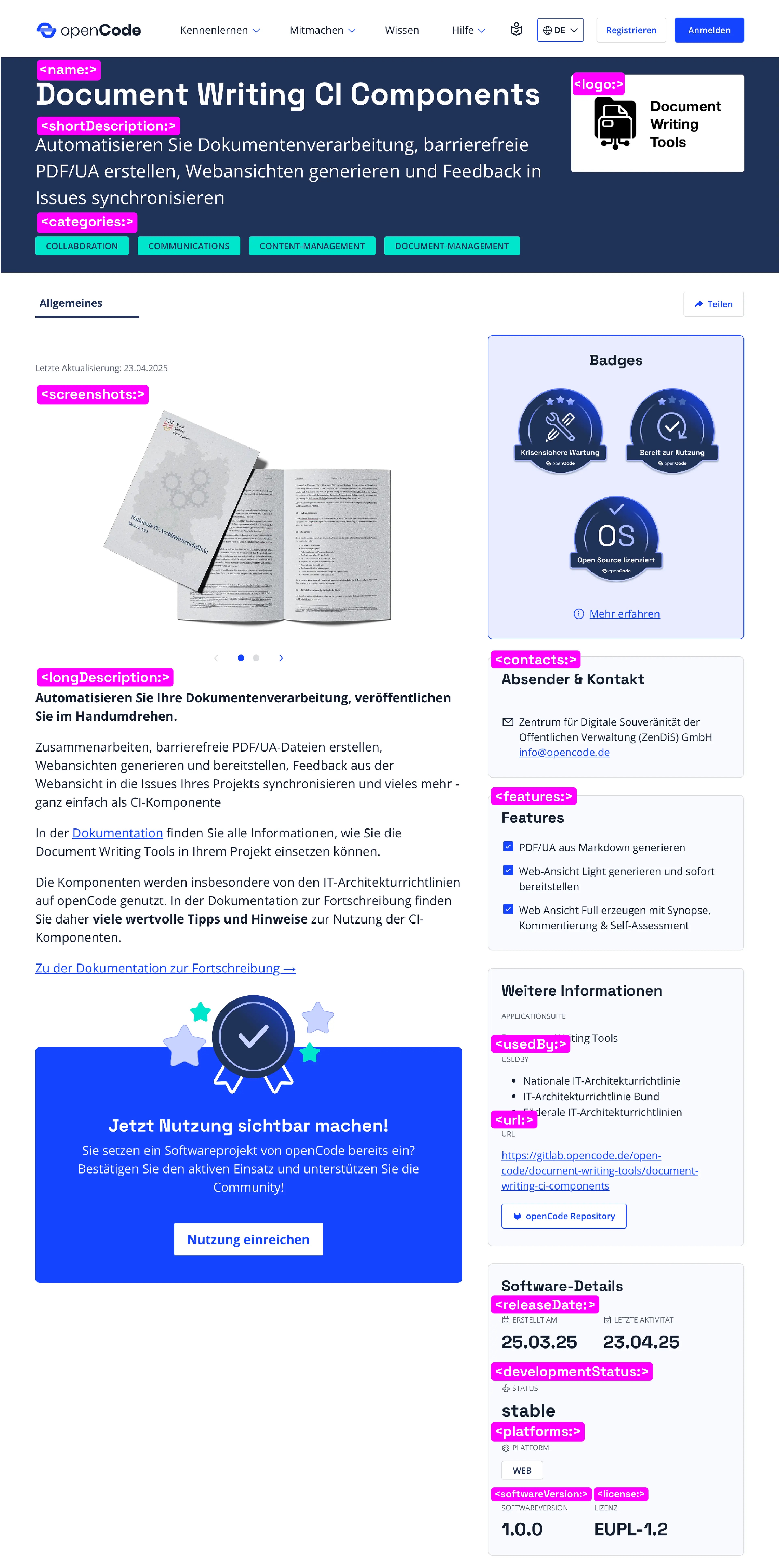 "Screenshot dazu, wie man die Grunddaten pflegt"